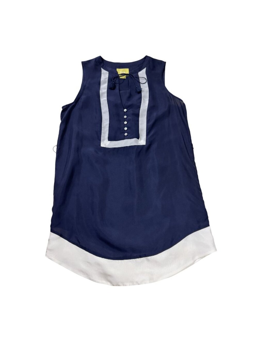 Maeve Anthropologie Women’s Navy Blue Silk Sleeveless Tassel Blouse Top Size 2